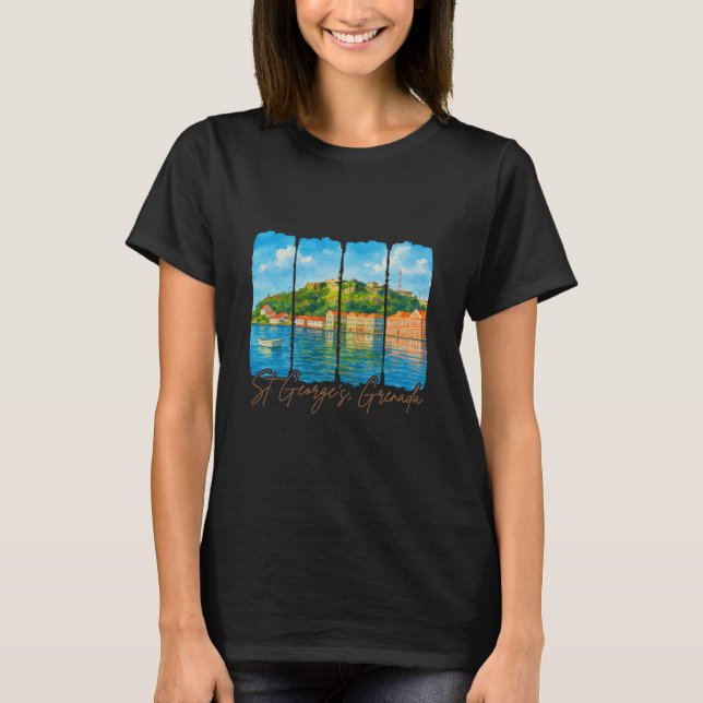 Camiseta Pincelada de viagem de St. George Grenada (Frente)