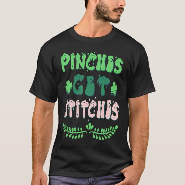 Camiseta Pinches Obtêm Pedras Dia de São Patrício Shamrock (Frente)