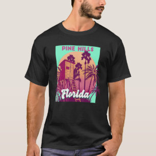 Camiseta Pine Colinas FL Flórida, cena retrô-oceânica de vi
