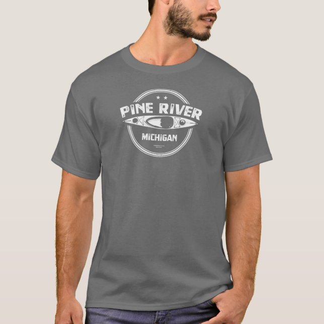 Camiseta Pine River Michigan Kayaking (Frente)