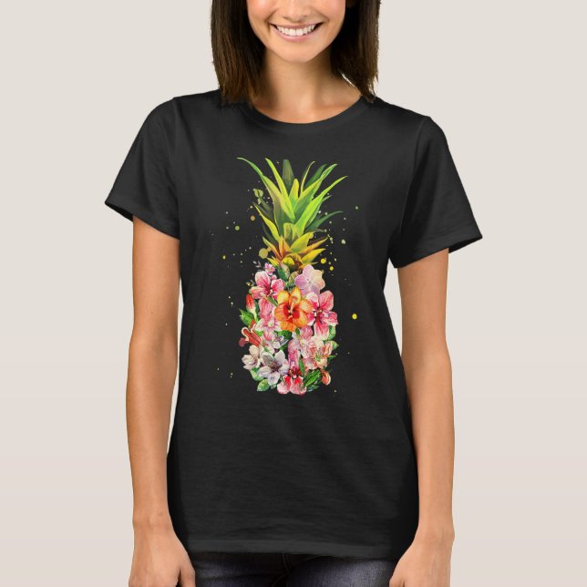 Camiseta Pineapple Aloha Paches Flores Havaianos Hawaii Su (Frente)