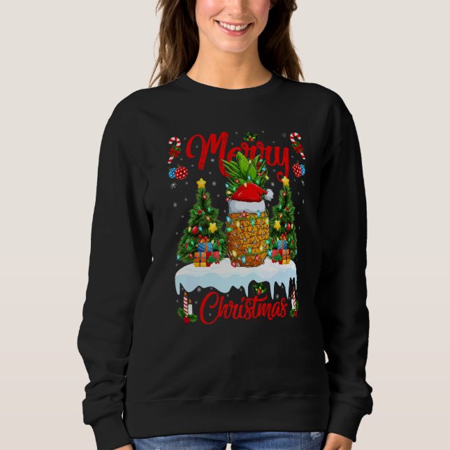Camiseta Pineapple Fruit Lights Xmas Tree Santa Pineapple C (Frente)