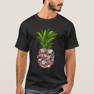 Camiseta Pineapple Skull Funny Aloha Beaches Havaí