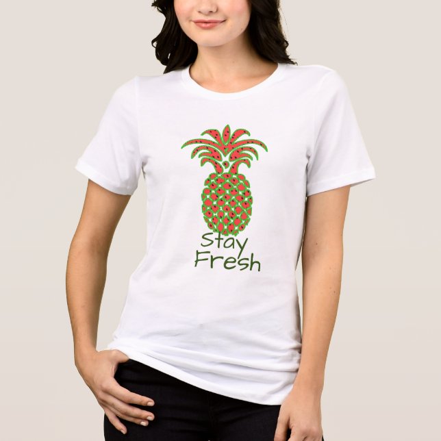Camiseta Pineapple Stay Fresh Shirt - Cool Womens Tri-Blend (Frente)