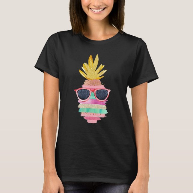 Camiseta Pineapple Sunglasses Aloha Beaches Hawaii Hawaiian (Frente)