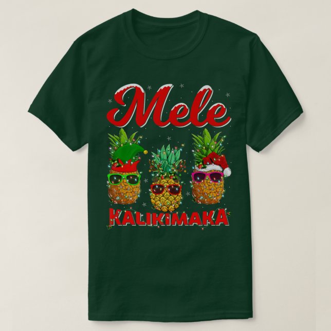 Camiseta Pineapple Xmas Lights Mele Kalikimaka Pineapple Ch (Frente do Design)