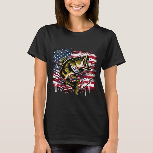 Camiseta Pinfish bandeira americana 1 (Frente)