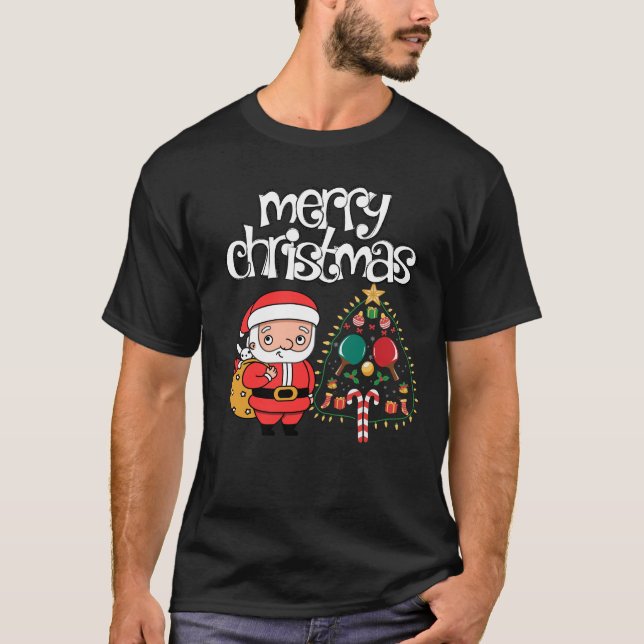 Camiseta Ping Pong Mesa Tênis Natal com Papai Noel (Frente)