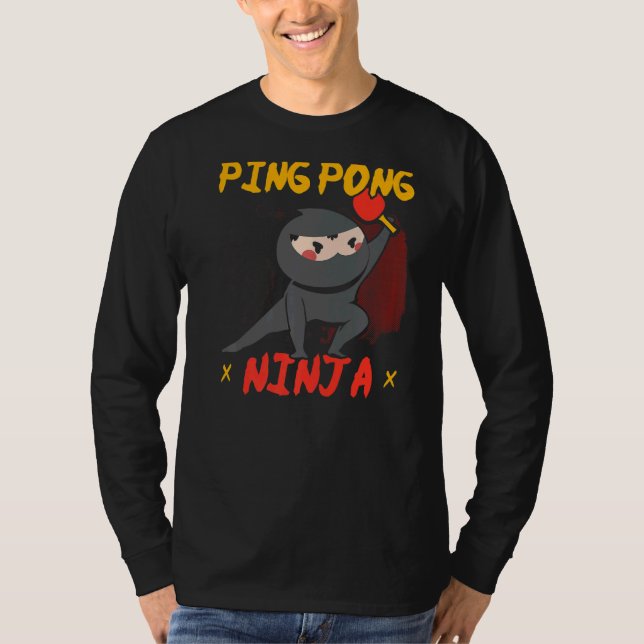 Camiseta Ping Pong Ninja Mesa Player Paddle Esporte (Frente)