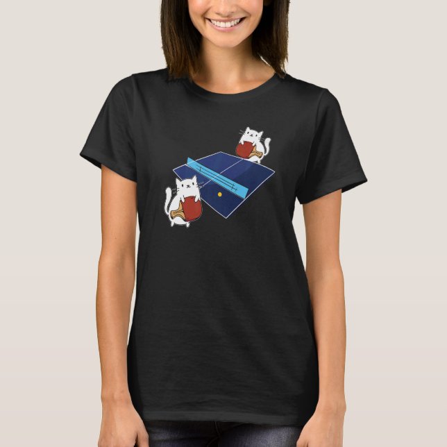 Camiseta Ping Pong Paddle Ladies Cat Mesa Player Ca (Frente)