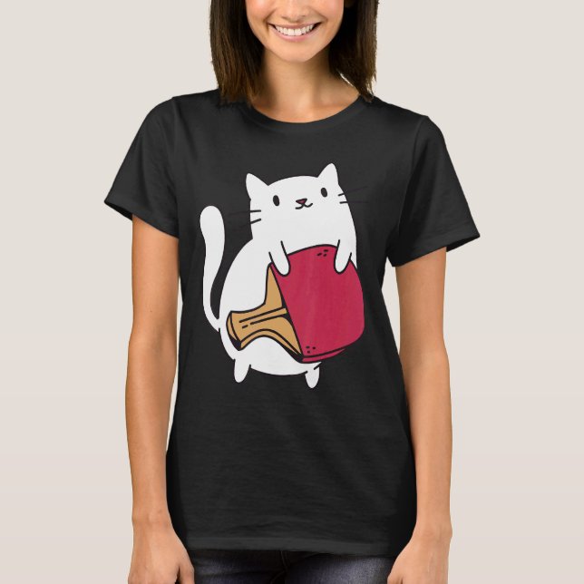 Camiseta Ping Pong Paddle Ladies Cat Mesa Player Ca (Frente)