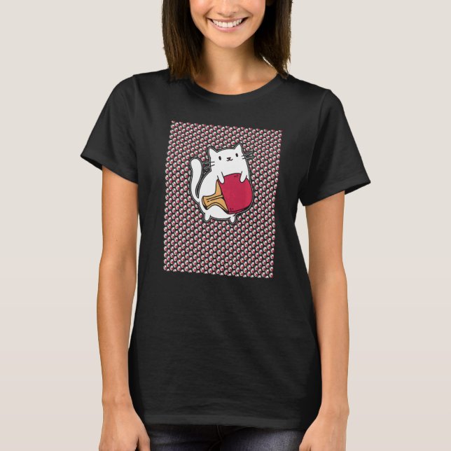 Camiseta Ping Pong Paddle Ladies Cat Mesa Player Ca (Frente)