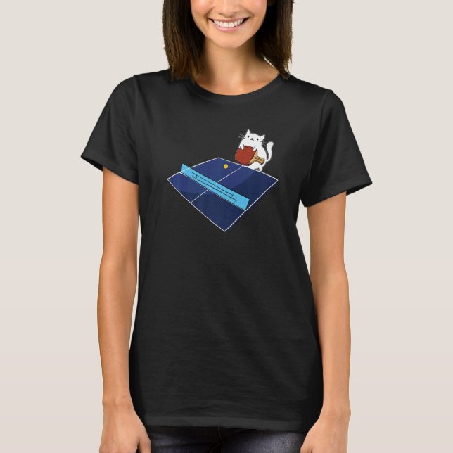 Camiseta Ping Pong Paddle Ladies Cat Mesa Player Ca (Frente)
