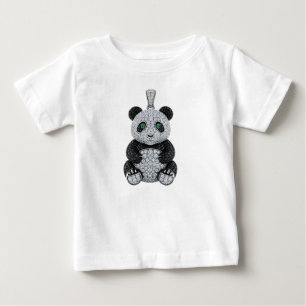 Camiseta Pingente de Panda em Diamante de Luxo em Platina