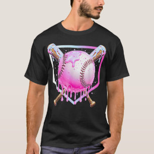 Camiseta Pingo de Beisebol Rosa Para Meninas Jovens Sorvete