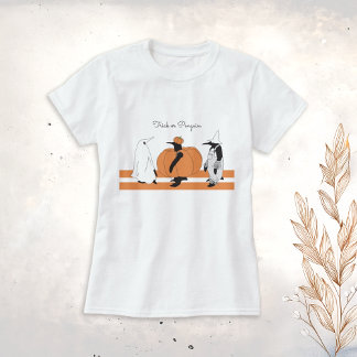 Camiseta Pinguim Abóbora Halloween Divertido