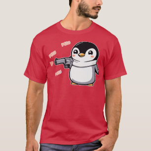 Camiseta Pinguim adorável com pistola e coração