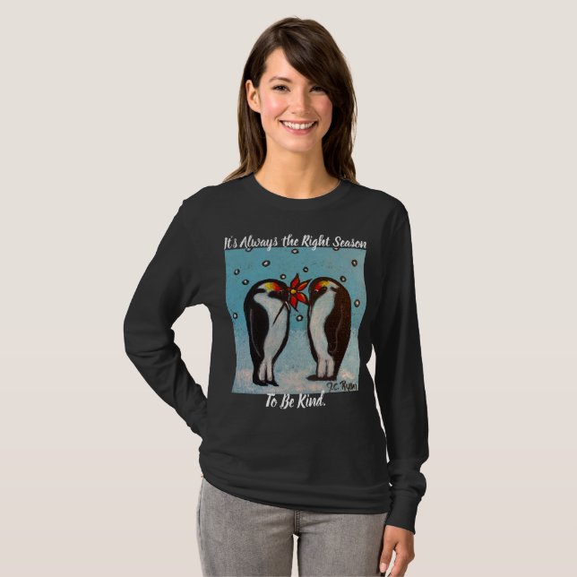 Camiseta Pinguim Ama Arte Whimsical  (Frente Completa)