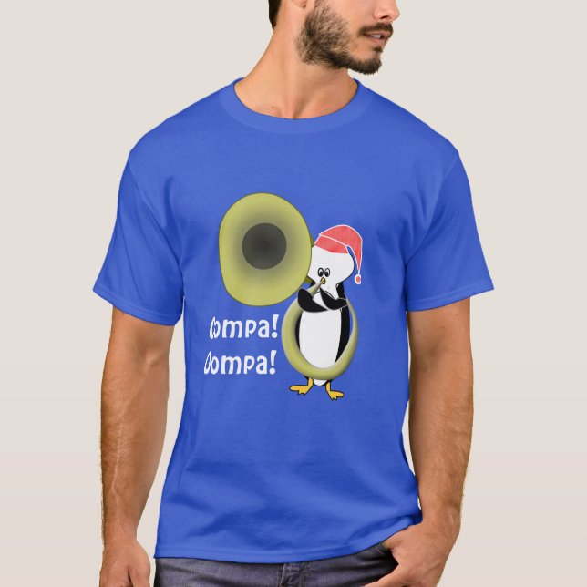 Camiseta Pinguim Bebê Tocando Tuba Personalizável  (Frente)