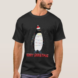 Camiseta Pinguim bonitinho de árvore de Natal Luz Longa Cap