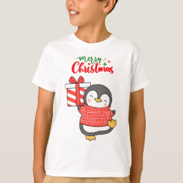 Camiseta Pinguim Bonito Feliz Natal