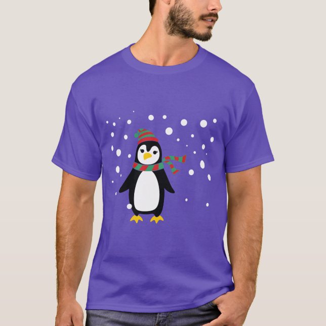 Camiseta Pinguim bonito na neve (Frente)