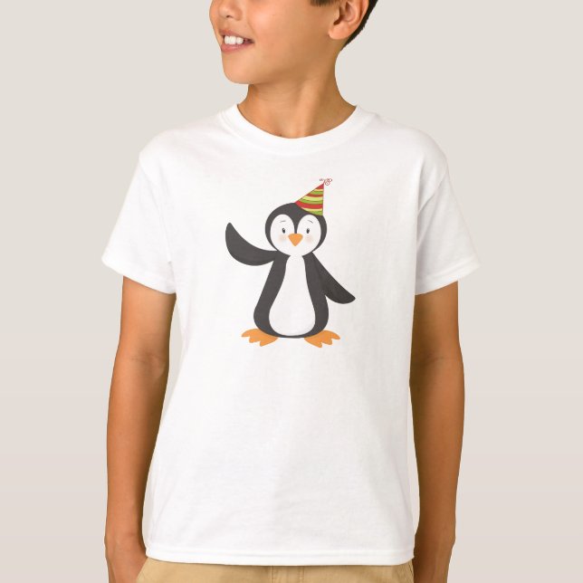 Camiseta Pinguim Bonito, Pinguim Bebê, Pinguim Com Chapéu D (Frente)