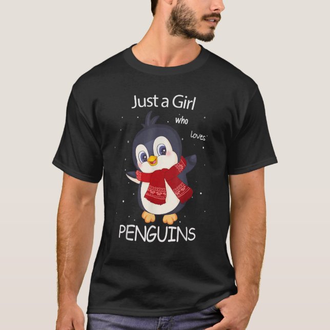 Camiseta Pinguim Bonito Só Uma Menina Que Ama Pinguins (Frente)