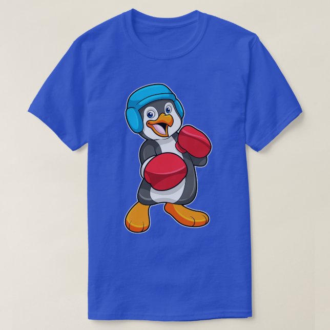 Camiseta Pinguim Boxeando com Luvas de Boxe Capacete (Frente do Design)