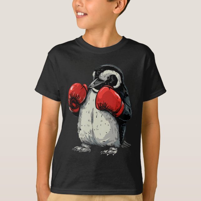 Camiseta Pinguim Boxeando Com Luvas de Boxe Kickboxing Engr (Frente)