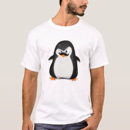 Camiseta Pinguim branco preto bonito e bigode engraçado