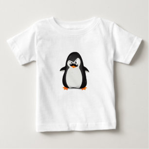 Camiseta Pinguim branco preto bonito e bigode engraçado