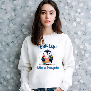 Camiseta Pinguim Cartunista, Chillin Como um Pinguim de inv