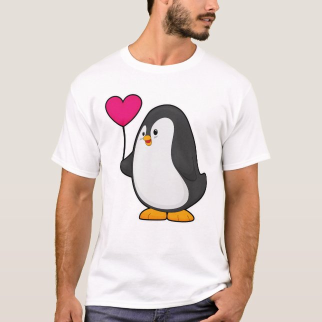 Camiseta Pinguim com balão de coração (Frente)