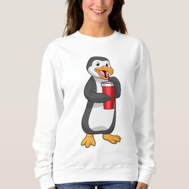 Camiseta Pinguim com Bebendo com palha (Frente)