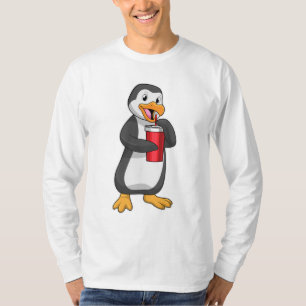 Camiseta Pinguim com Bebendo com palha