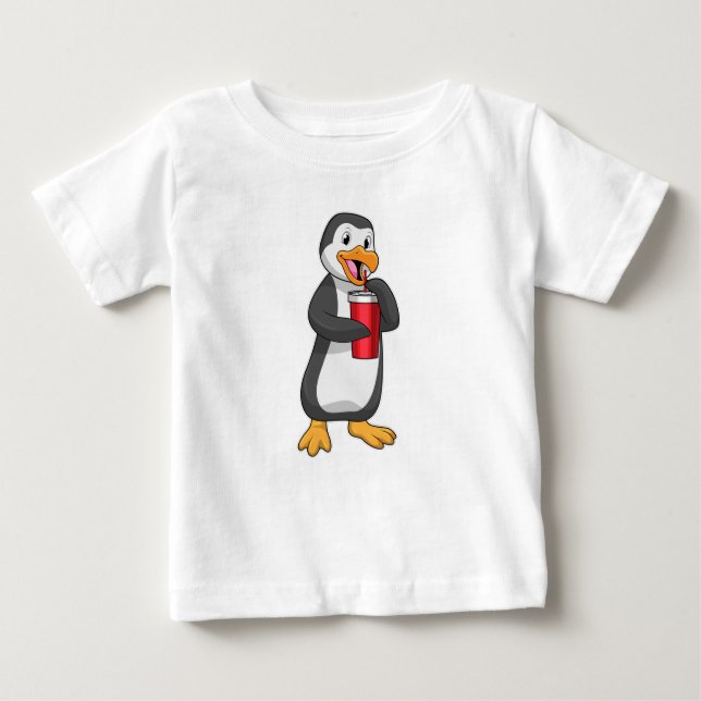 Camiseta Pinguim com Bebendo com palha (Frente)