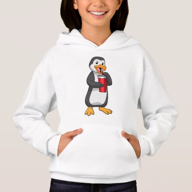Camiseta Pinguim com Bebendo com palha (Frente)