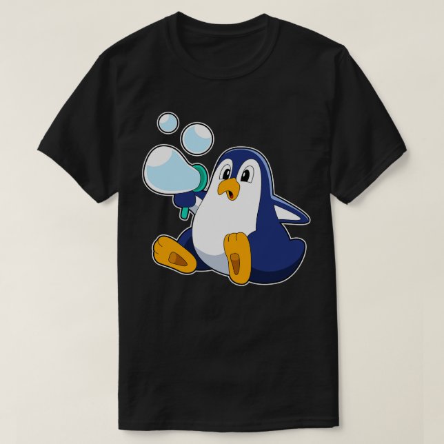 Camiseta Pinguim com bolhas de sabão (Frente do Design)