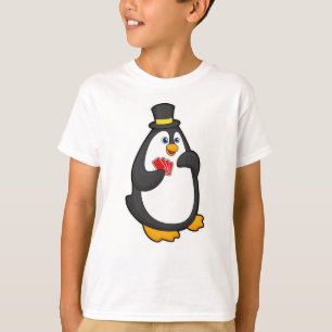Camiseta Pinguim com chapéu no Poker com cartões Poker