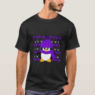 Camiseta Pinguim Com Chapéu Roxo E Scarf De Natal Útil S