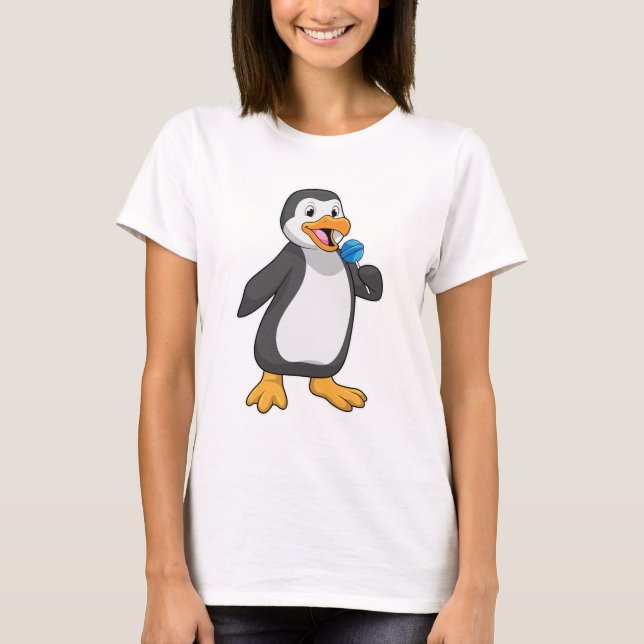 Camiseta Pinguim com doces de pirulito (Frente)