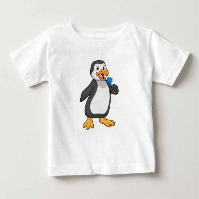 Camiseta Pinguim com doces de pirulito (Frente)