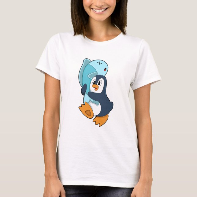 Camiseta Pinguim com Peixe (Frente)