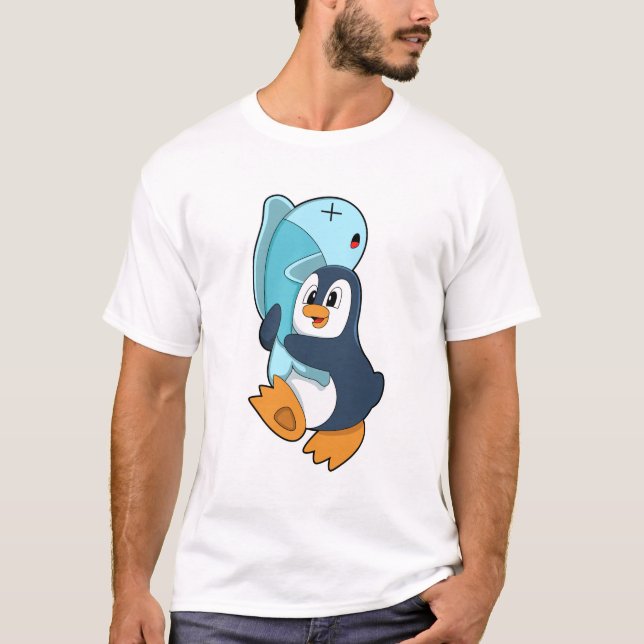 Camiseta Pinguim com Peixe (Frente)