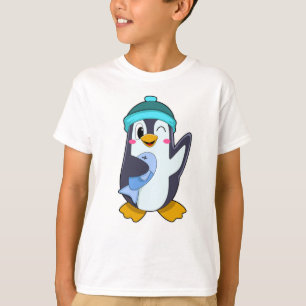 Camiseta Pinguim com Peixe e Chapéu