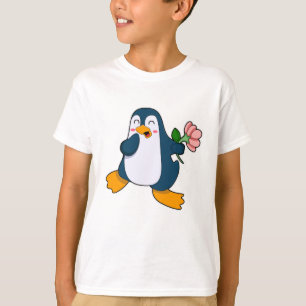 Camiseta Pinguim com rosa Flower