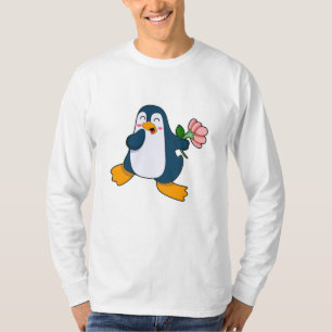 Camiseta Pinguim com rosa Flower