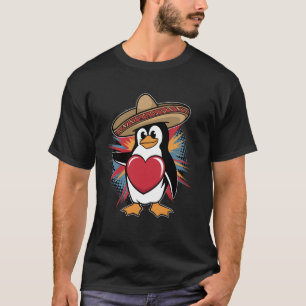 Camiseta Pinguim com Sombrero Design Divertido e Carinhoso