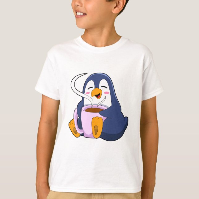 Camiseta Pinguim com taça de café (Frente)